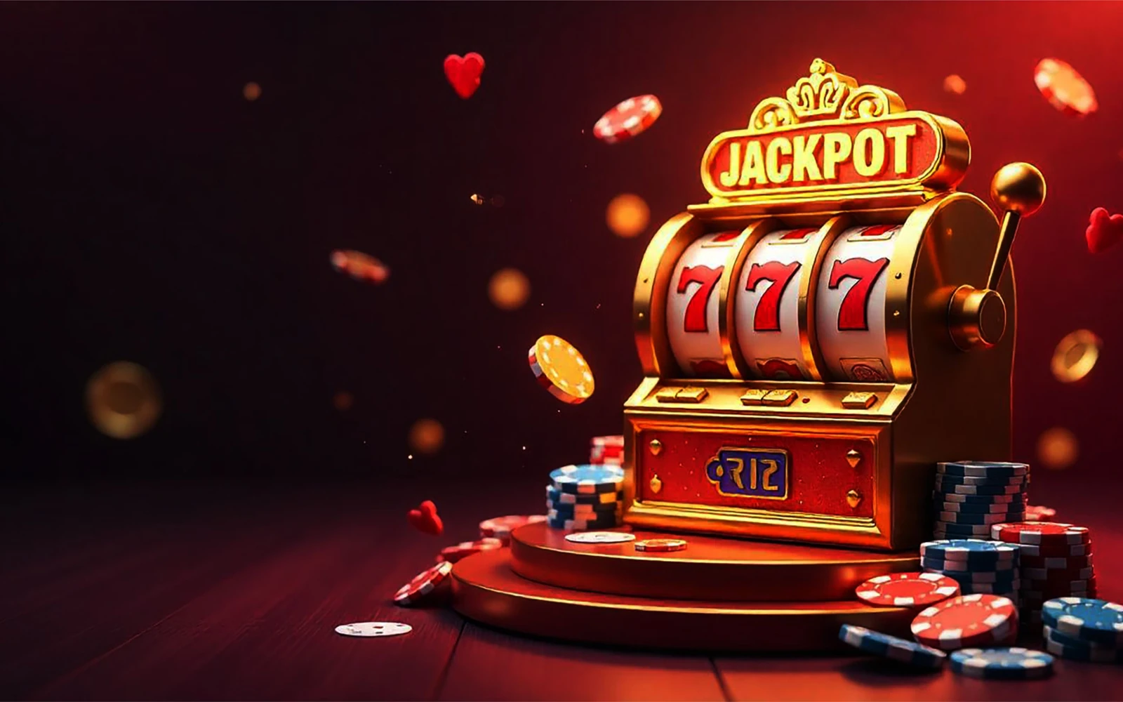 Layar slot video dengan simbol permainan dan efek visual